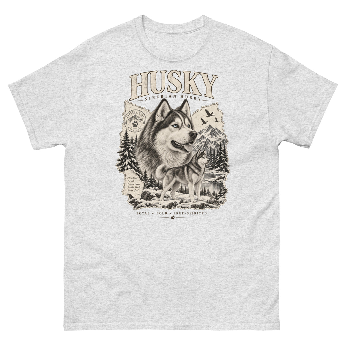 Ash VOWHOUND Husky Dog Lover Graphic T-Shirt product mockup