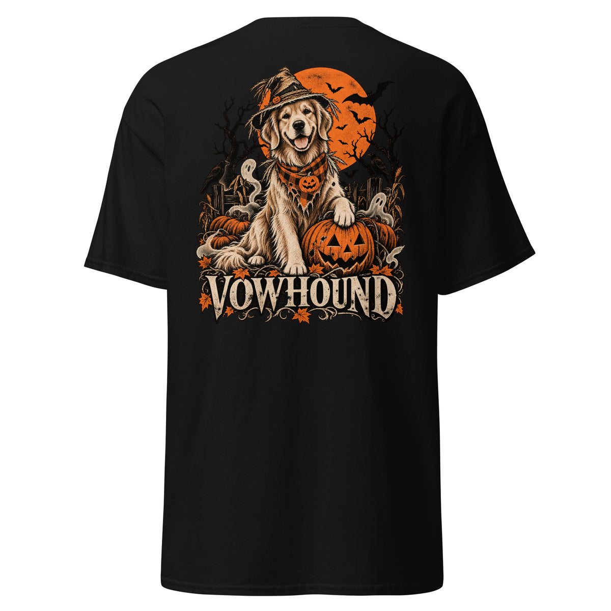 Black Graveyard Guard Halloween Dog T-Shirt product mockup
