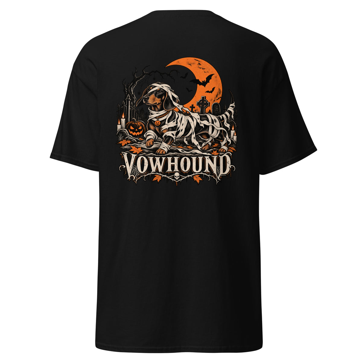 Black Haunted Howl Halloween Dog T-Shirt product mockup