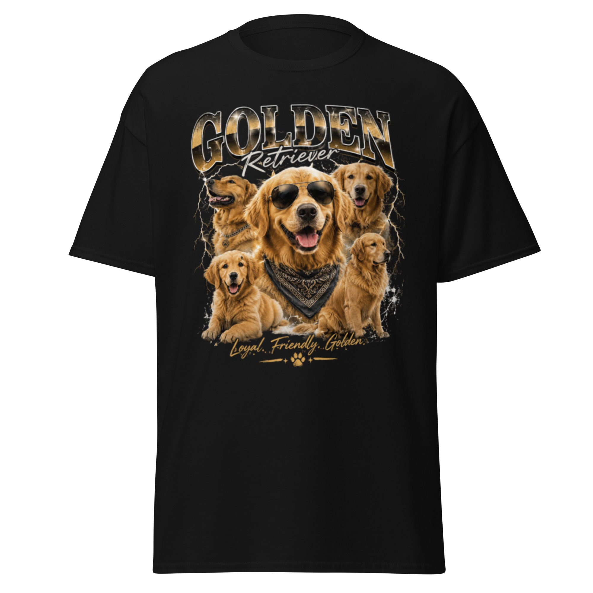 Black Golden G Golden Retriever T-shirt front view