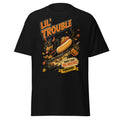 Dachshund Lil’ Trouble Halloween graphic T-shirt by VOWHOUND in Black
