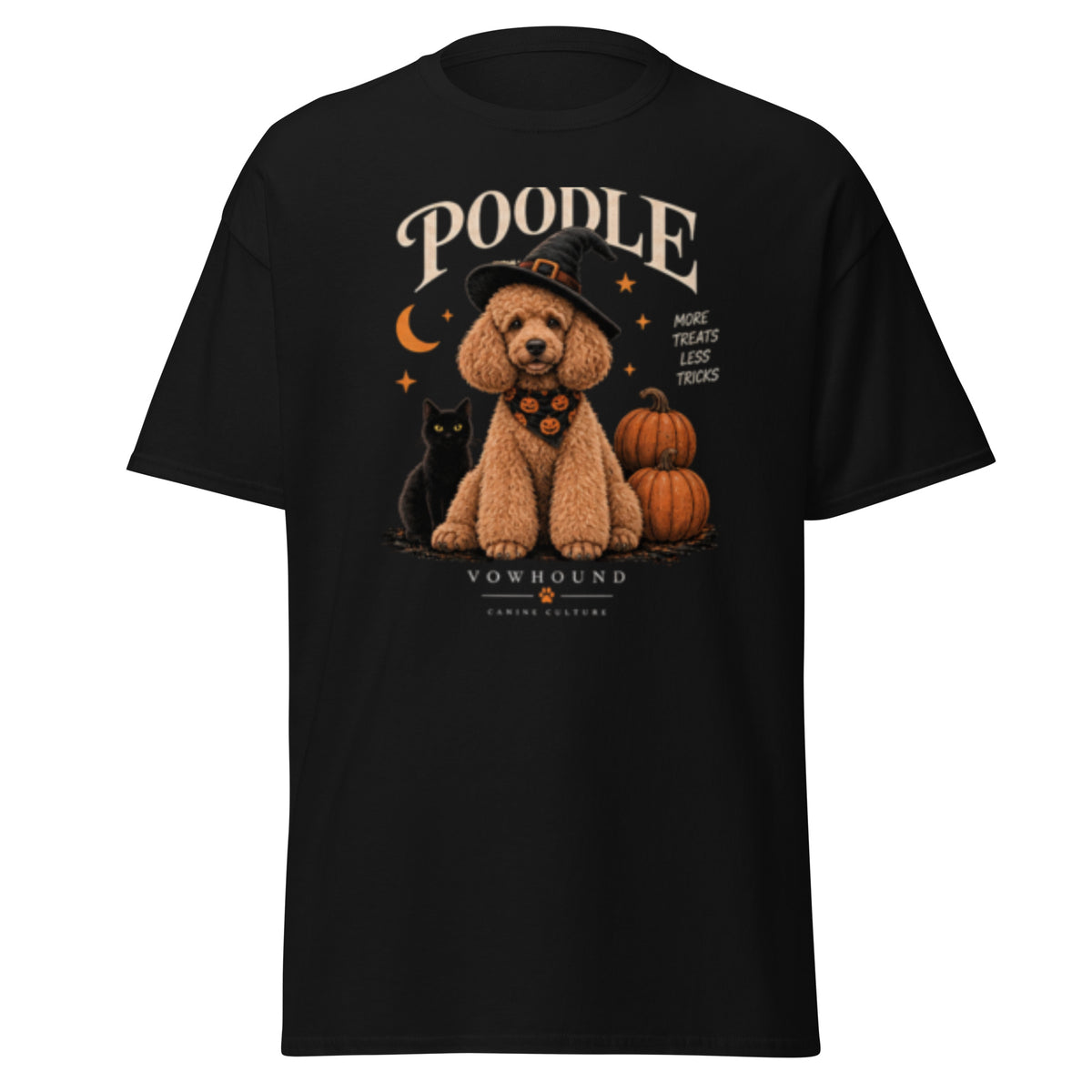 Poodle After Dark Halloween graphic T-shirt by VOWHOUND in Black