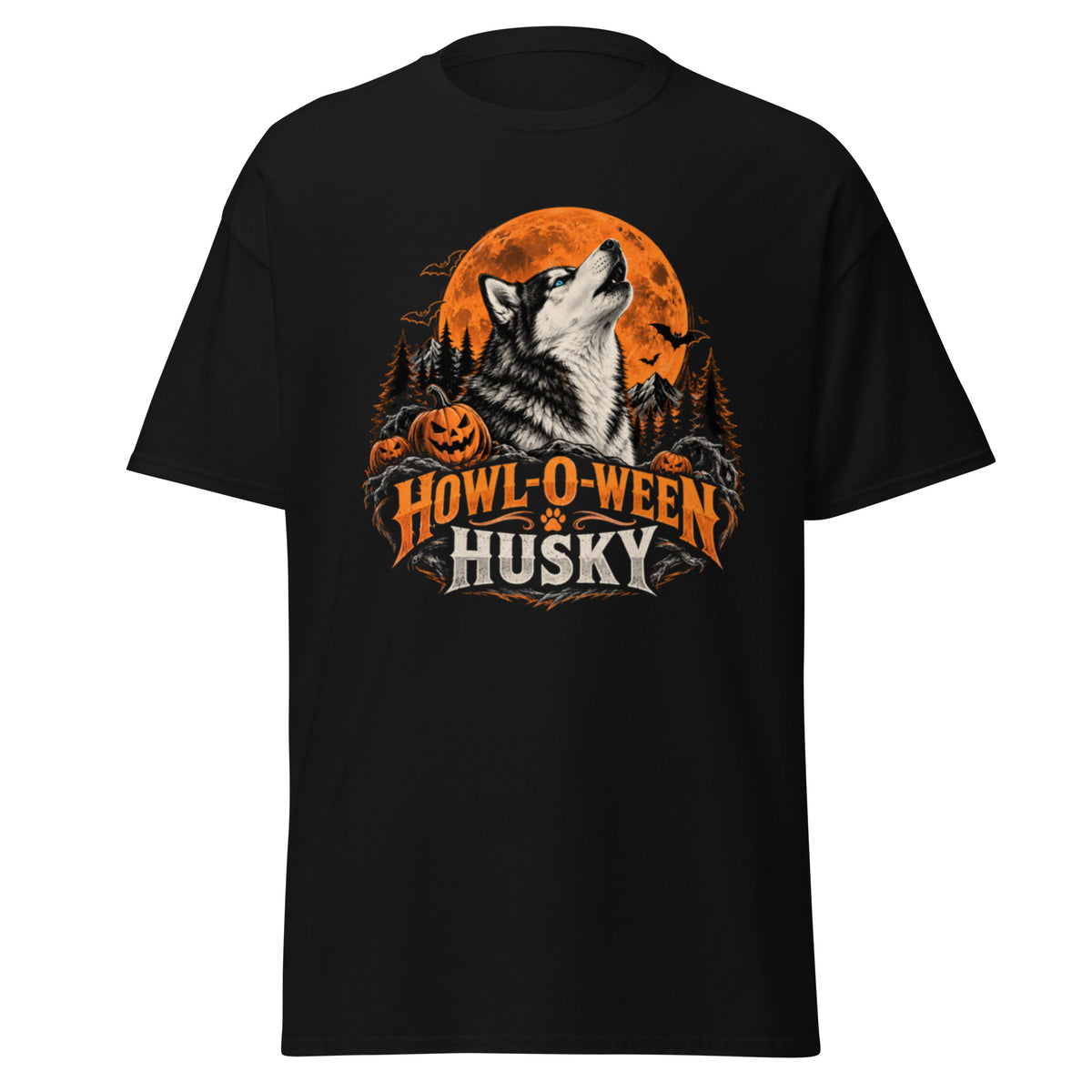 Black Husky Spooky Season Graphic T-Shirt product mockup