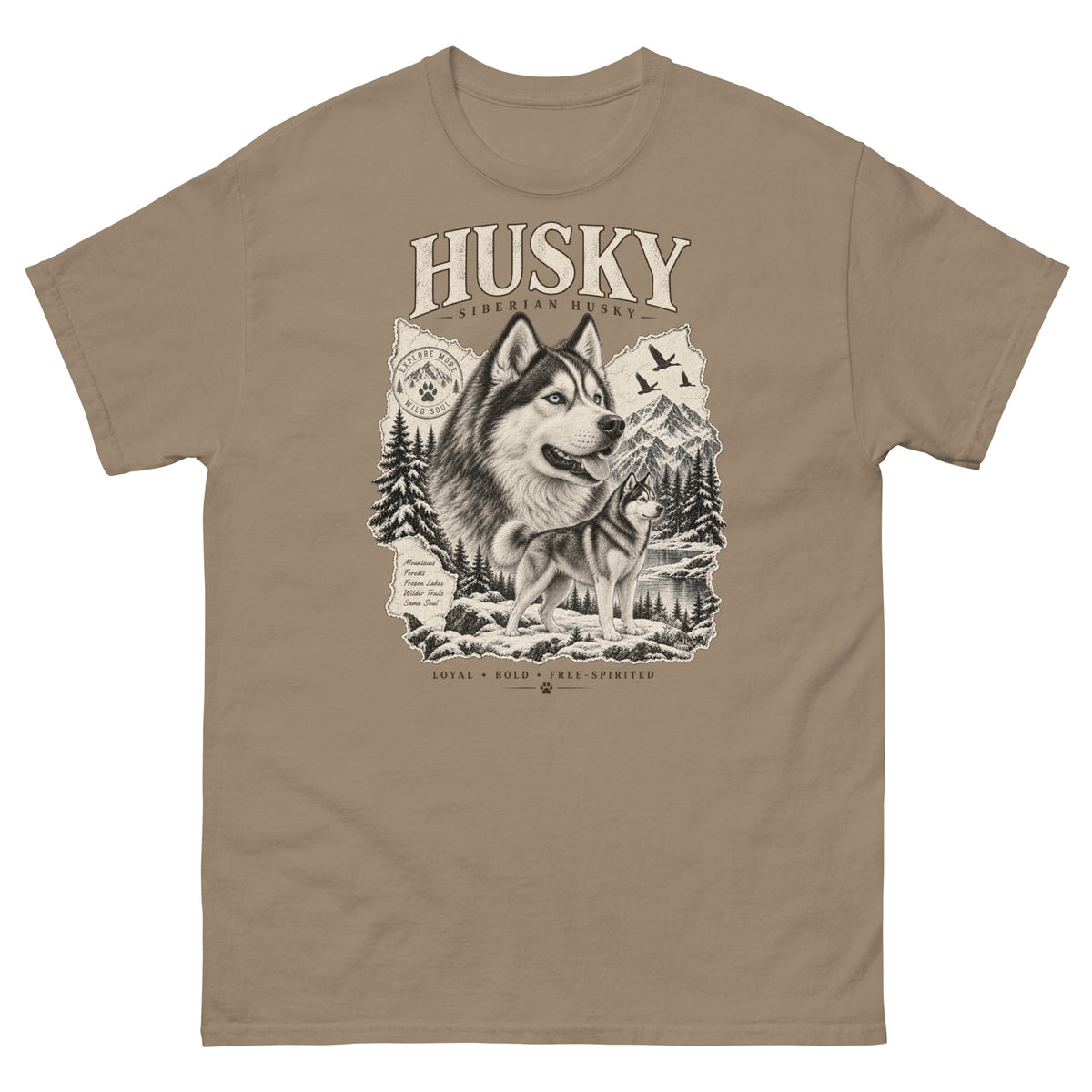 Brown Savana VOWHOUND Husky Dog Lover Graphic T-Shirt product mockup