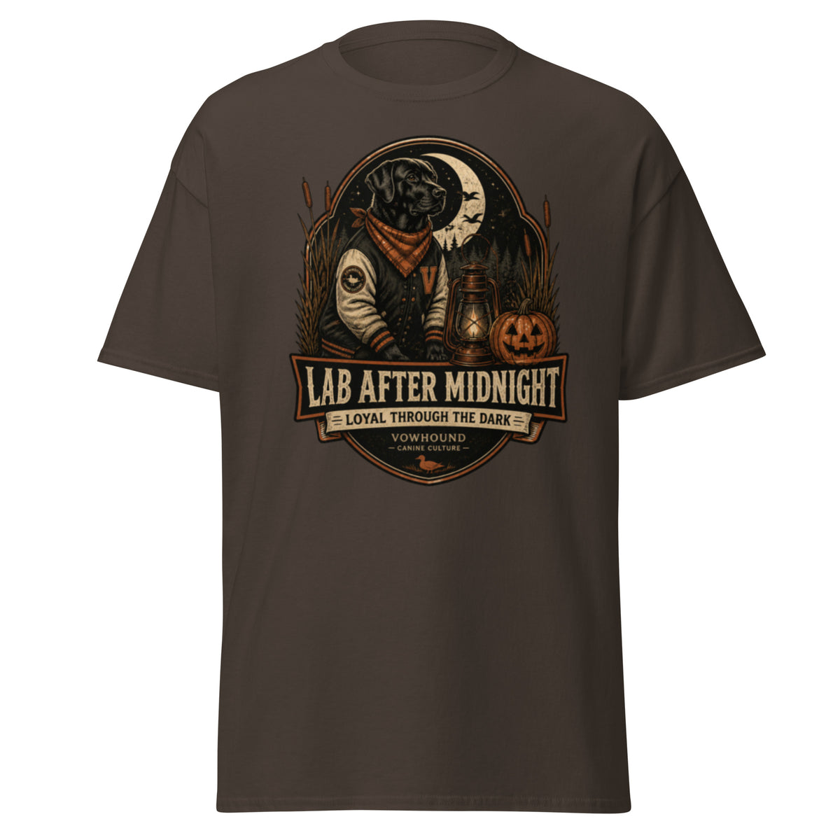 Labrador Lab After Midnight Halloween graphic T-shirt by VOWHOUND in Dark Chocolate