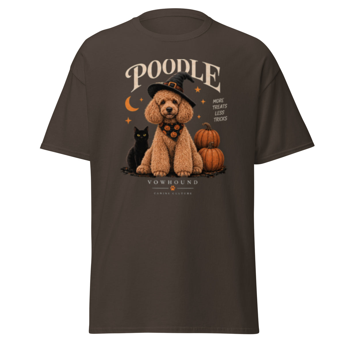 Poodle After Dark Halloween graphic T-shirt by VOWHOUND in Dark Chocolate