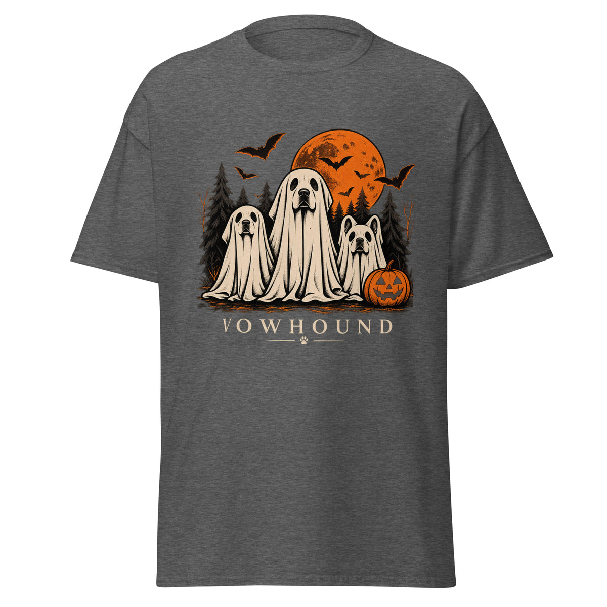 Dark Heather Halloween Hound Crew Dog T-Shirt product mockup
