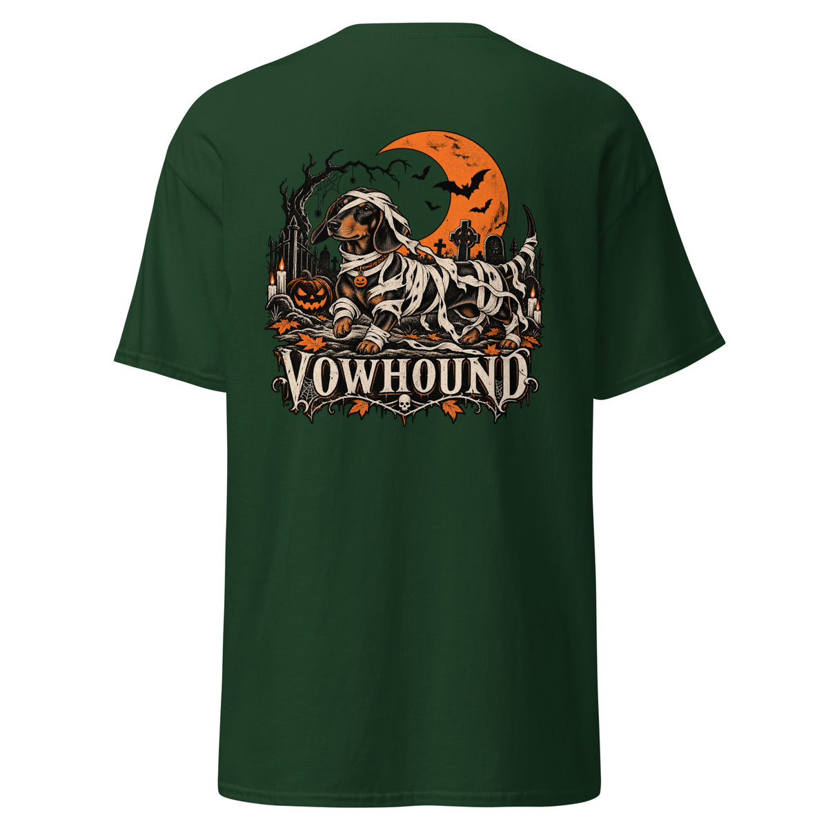Forest Green Haunted Howl Halloween Dog T-Shirt product mockup