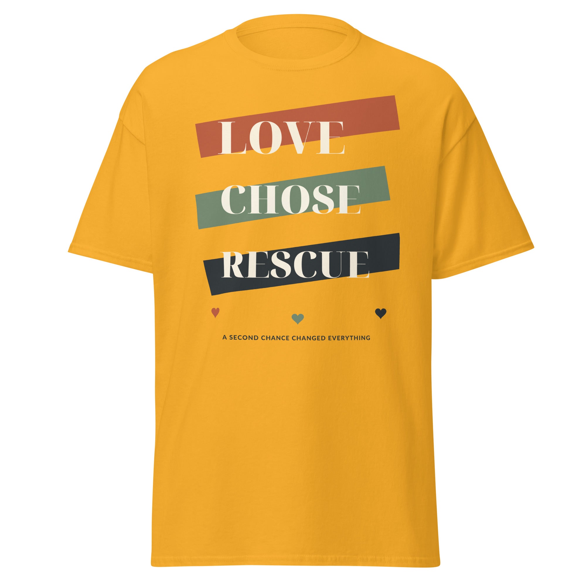 Gold VOWHOUND Pack Leader graphic T-shirt front view
