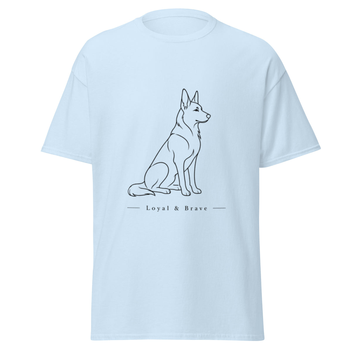 Light blue German Shepherd T-shirt front view