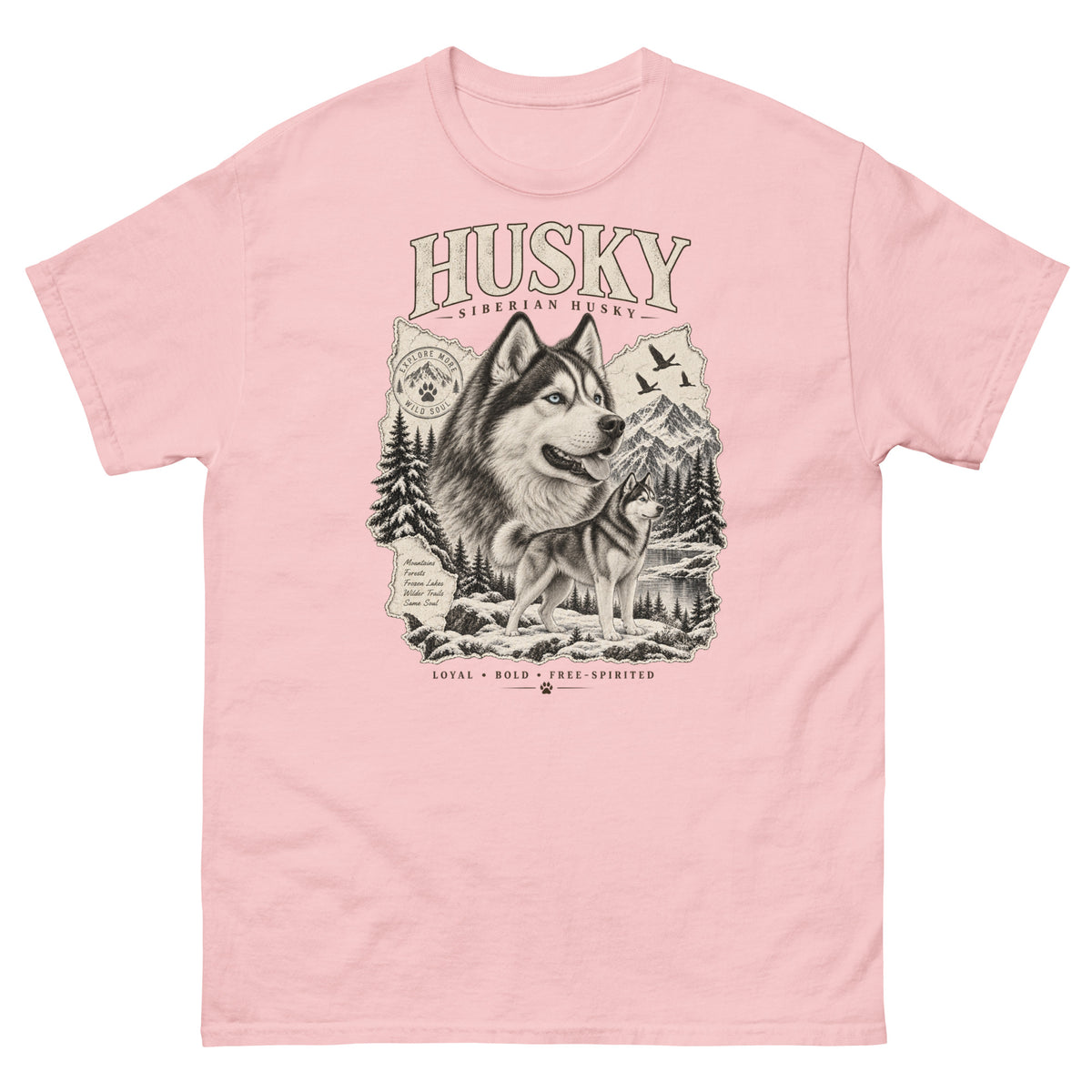 Light Pink VOWHOUND Husky Dog Lover Graphic T-Shirt product mockup