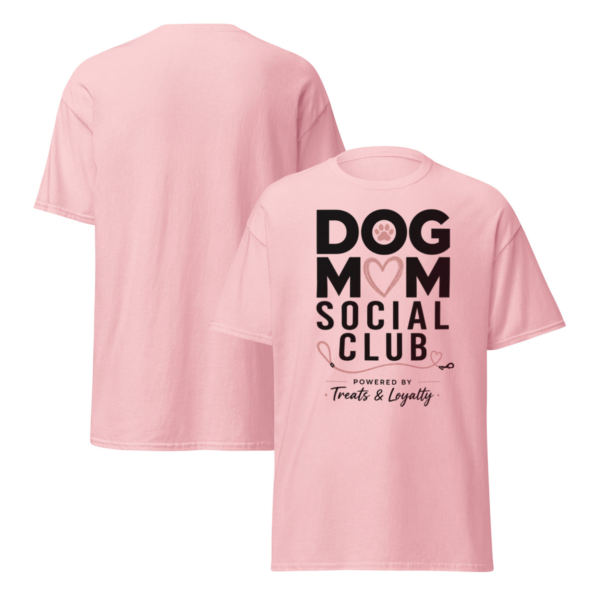 Light pink VOWHOUND Canine Standard graphic T-shirt front-and-back view