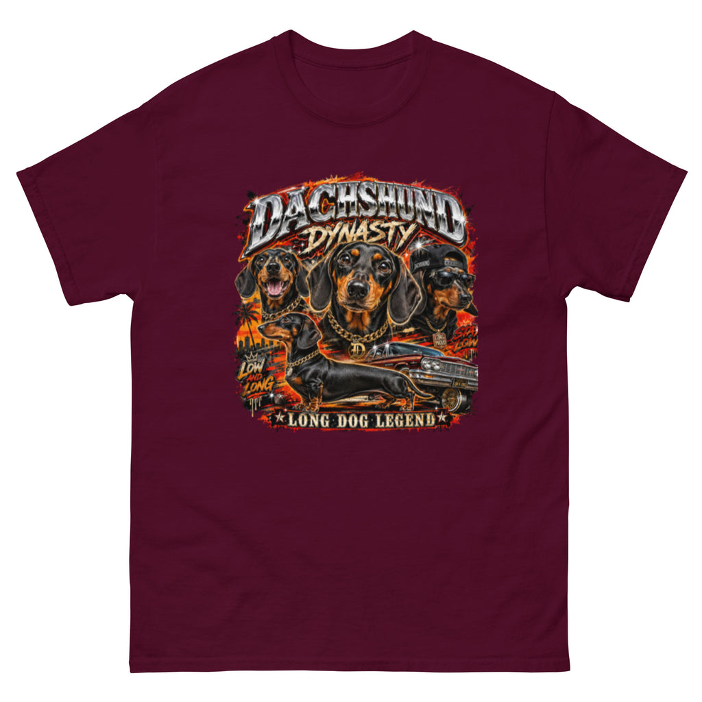 Maroon Dachshund Dynasty Wiener Dog T-shirt