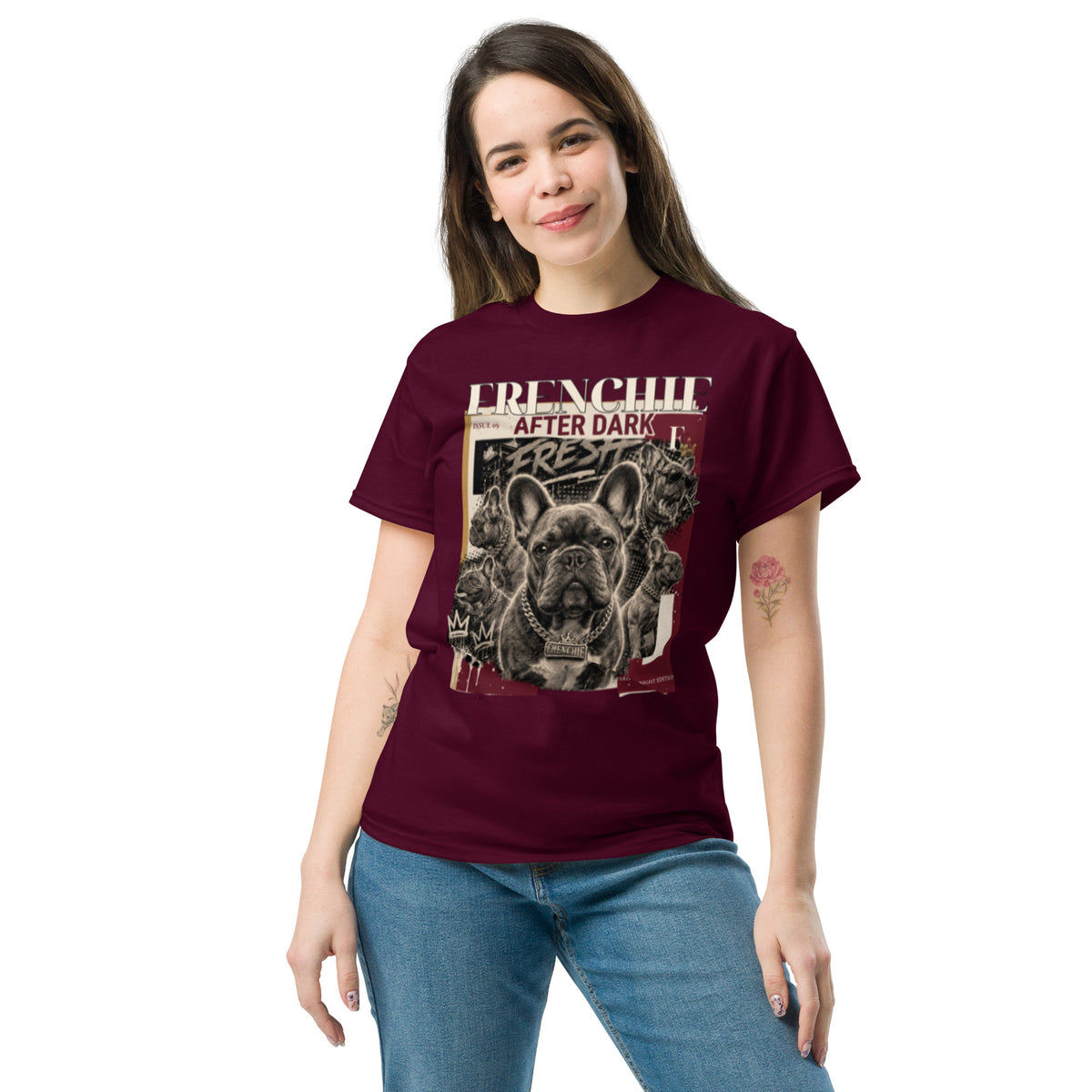Maroon Bulldog graphic T-shirt front view