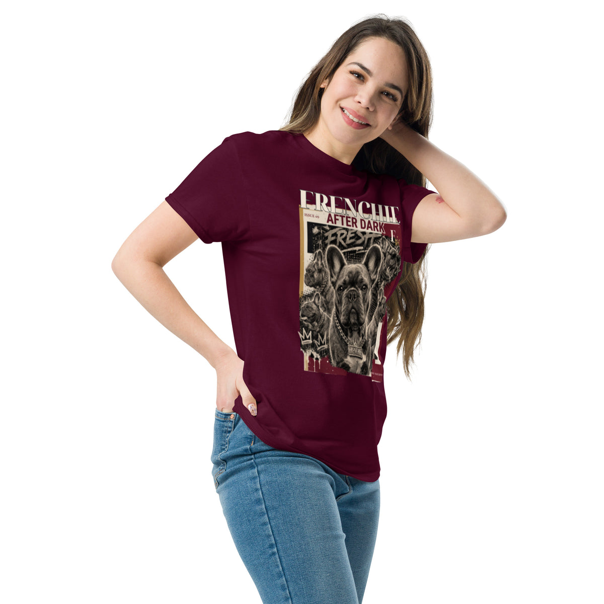 Maroon Bulldog T-shirt angled front view