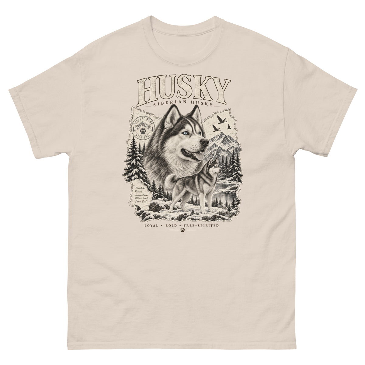 Natural VOWHOUND Husky Dog Lover Graphic T-Shirt product mockup