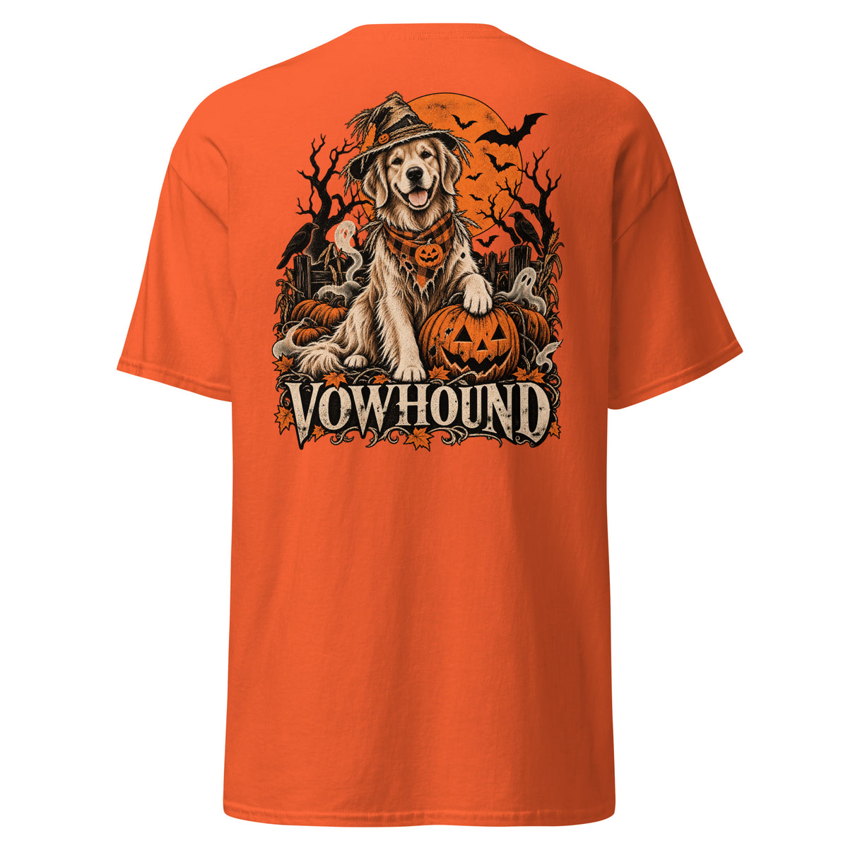 Orange Graveyard Guard Halloween Dog T-Shirt product mockup