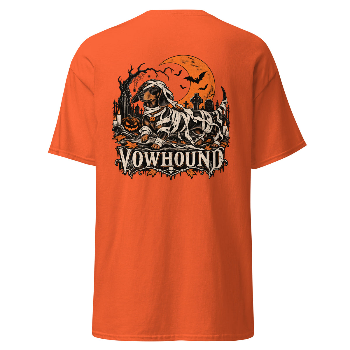 Orange Haunted Howl Halloween Dog T-Shirt product mockup