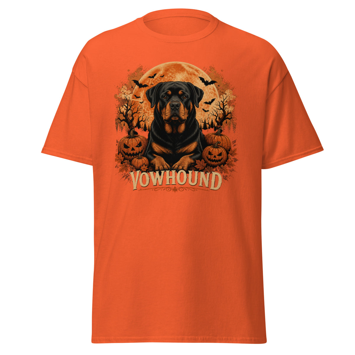 Orange Rottweiler Moonlit Pumpkin Halloween T-Shirt product mockup