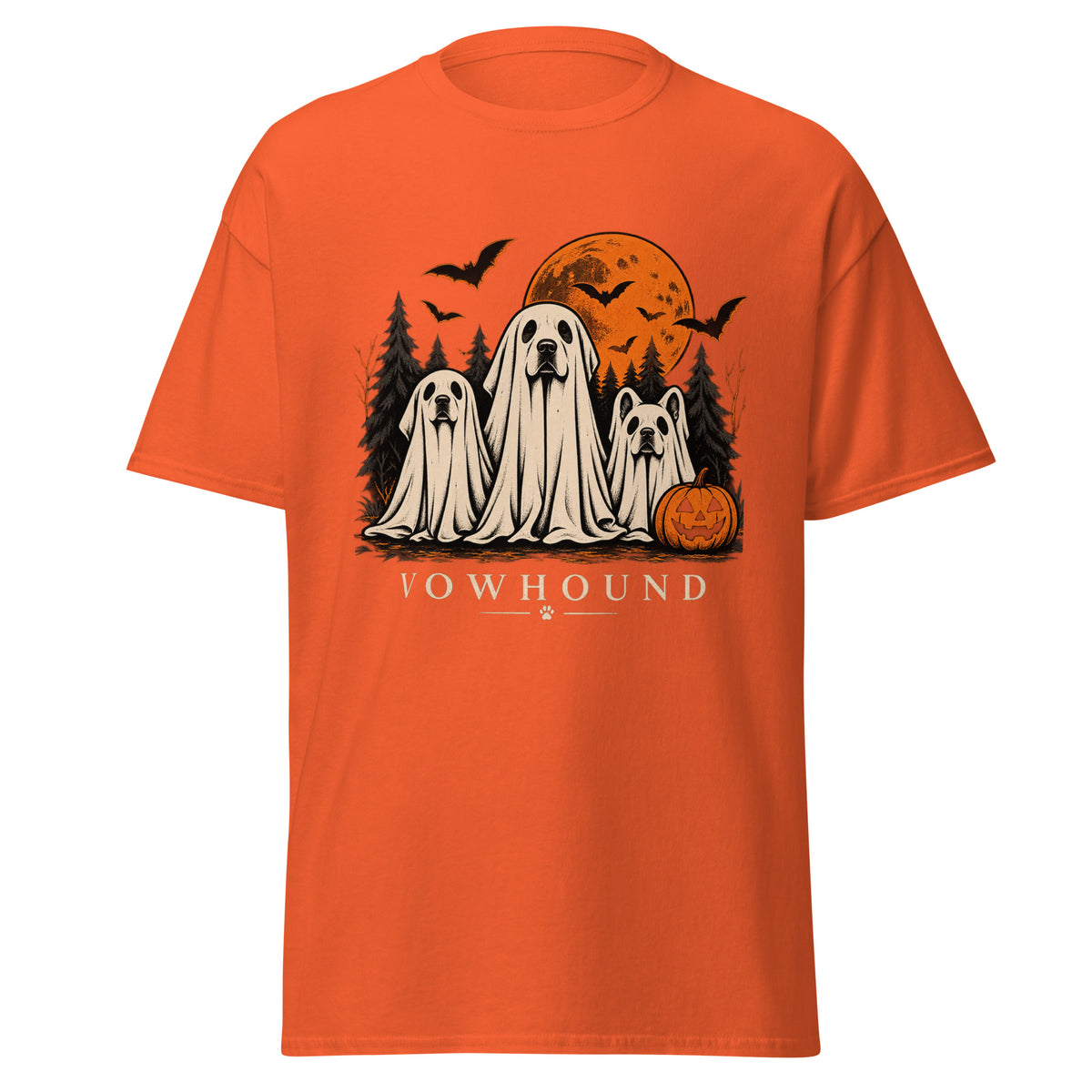 Orange Halloween Hound Crew Dog T-Shirt product mockup