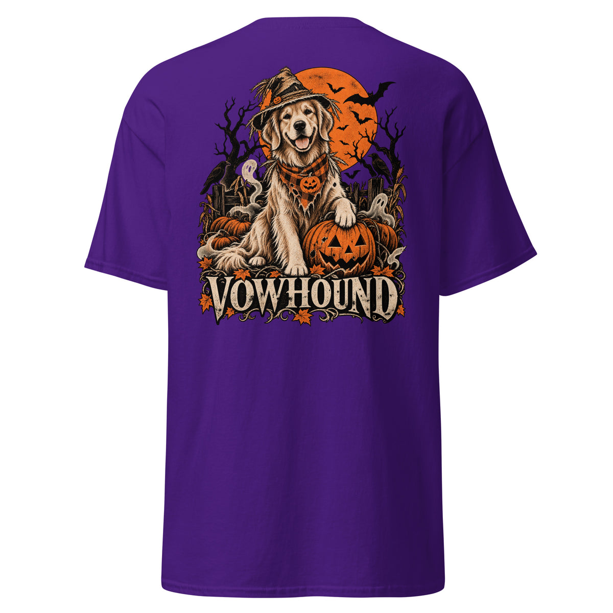 Purple Graveyard Guard Halloween Dog T-Shirt product mockup