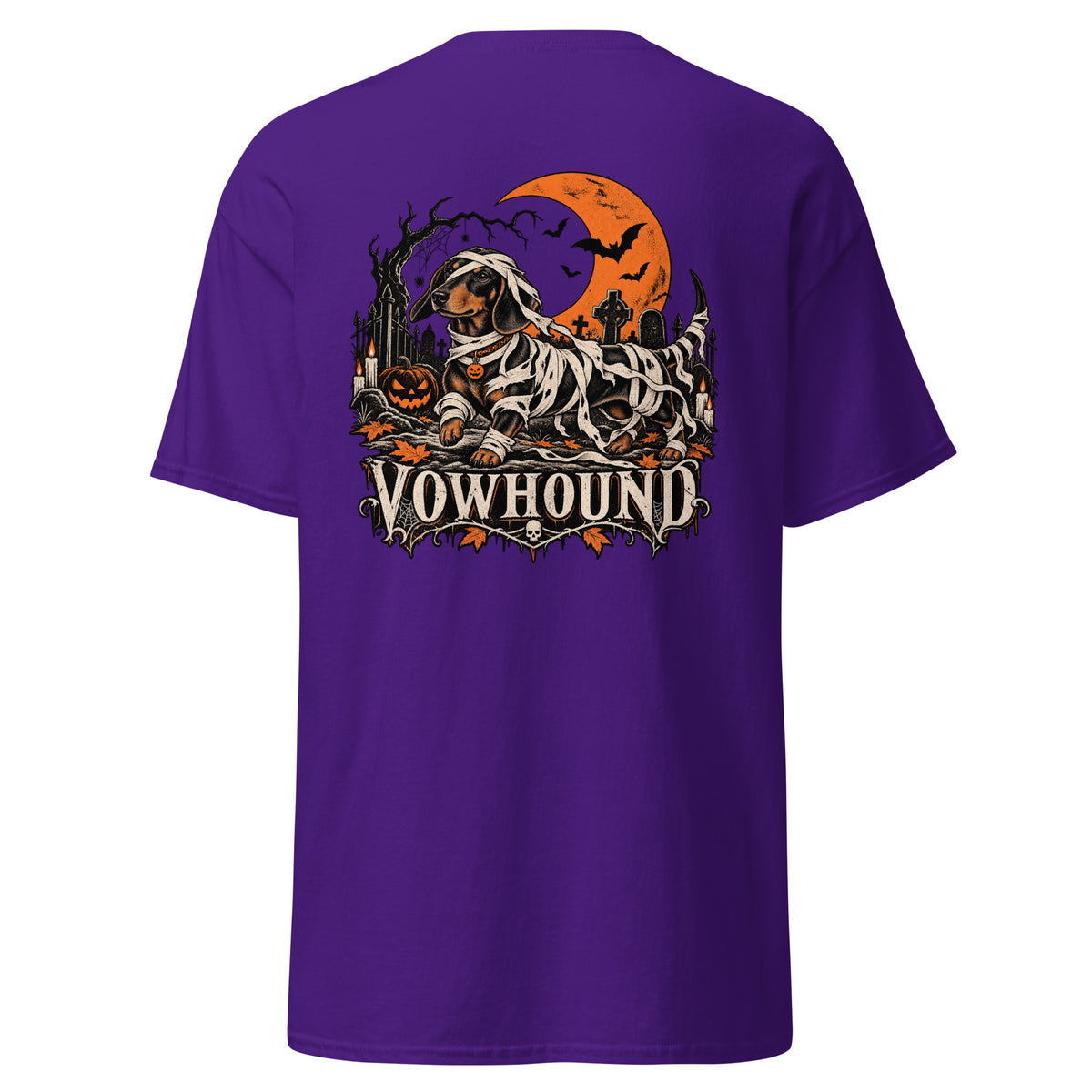 Purple Haunted Howl Halloween Dog T-Shirt product mockup