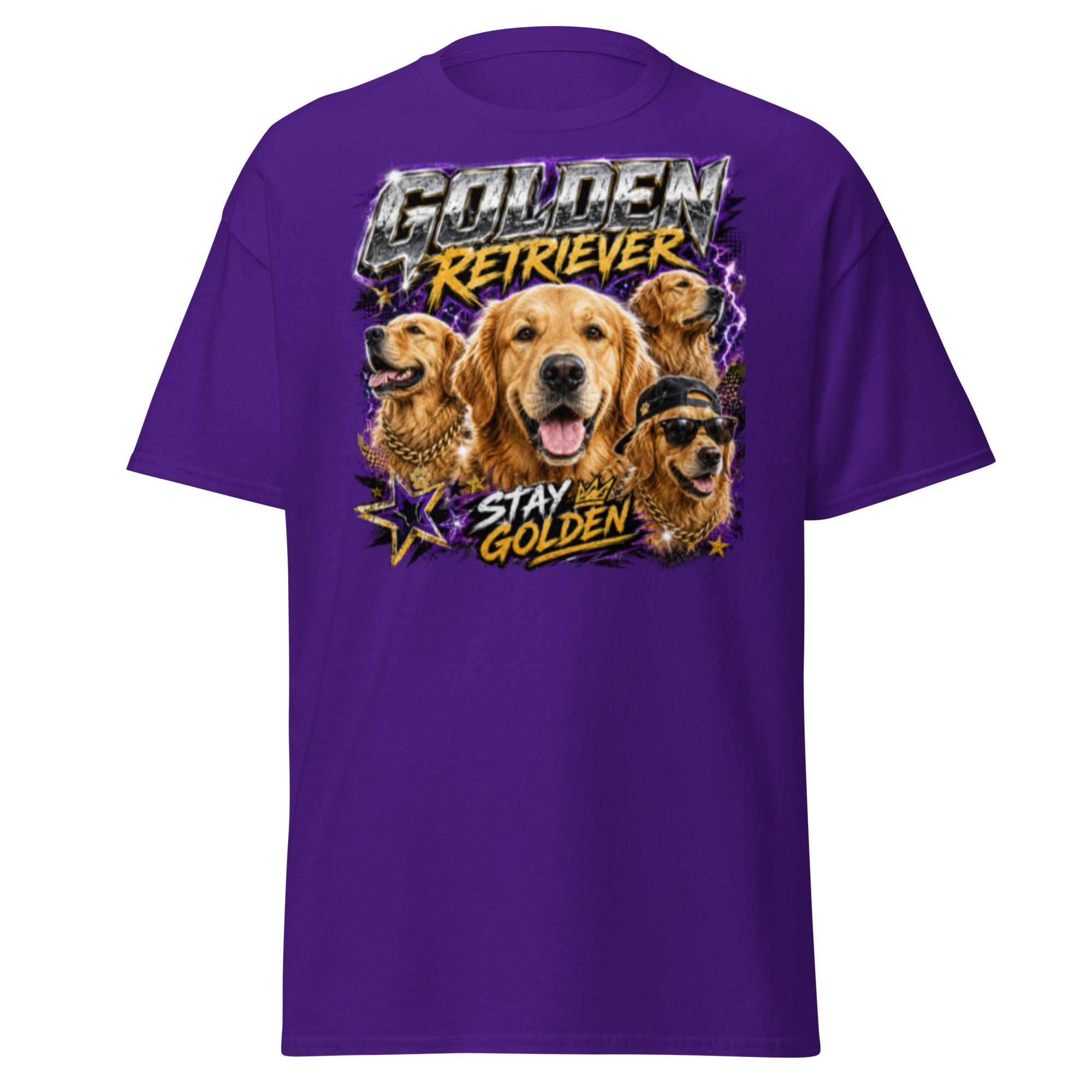 Purple VOWHOUND Lightning dog T-shirt alternate front view