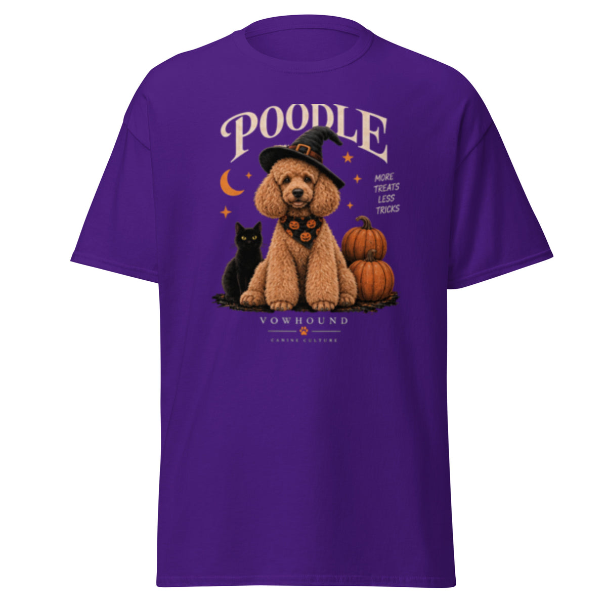 Poodle After Dark Halloween graphic T-shirt by VOWHOUND in Purple