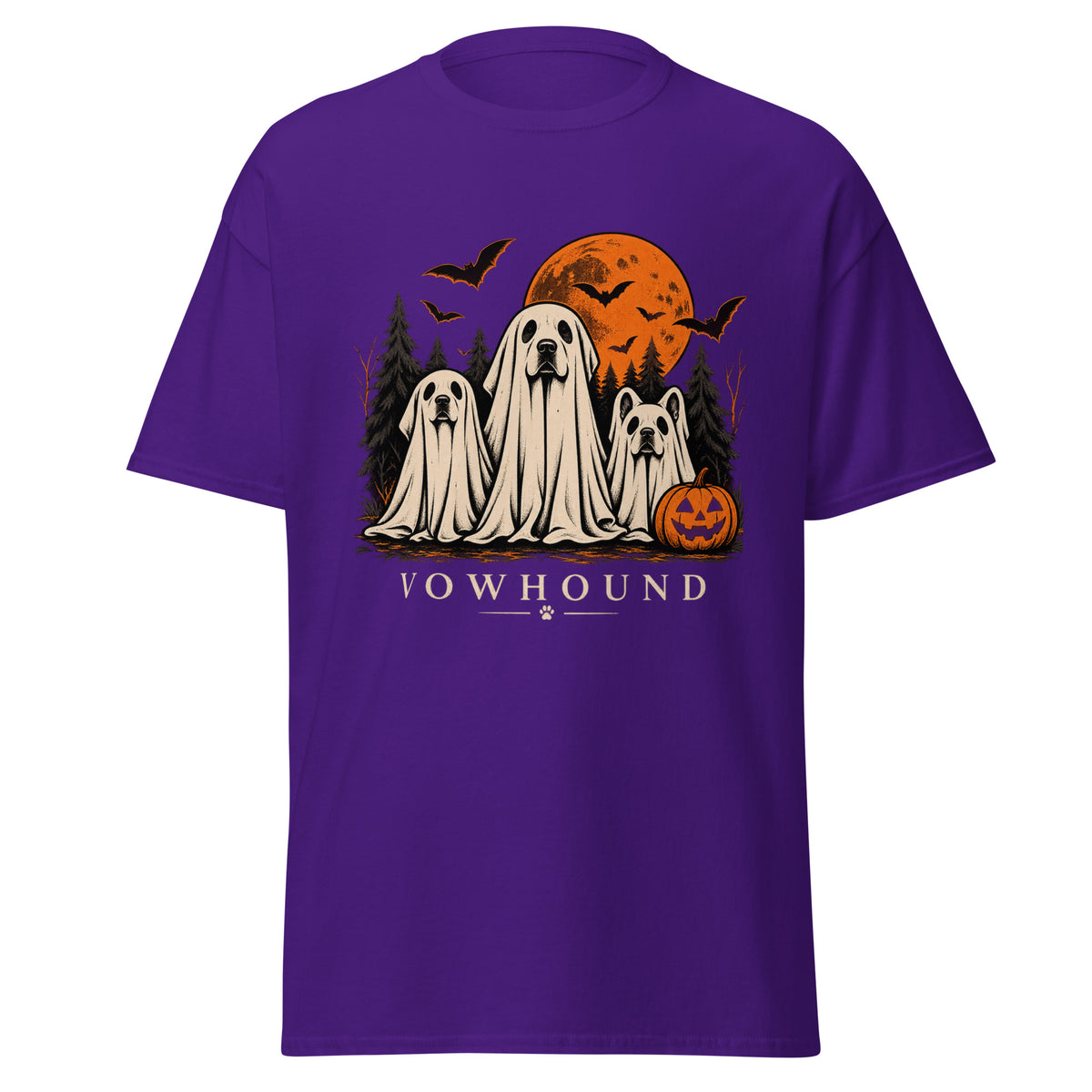 Purple Halloween Hound Crew Dog T-Shirt product mockup