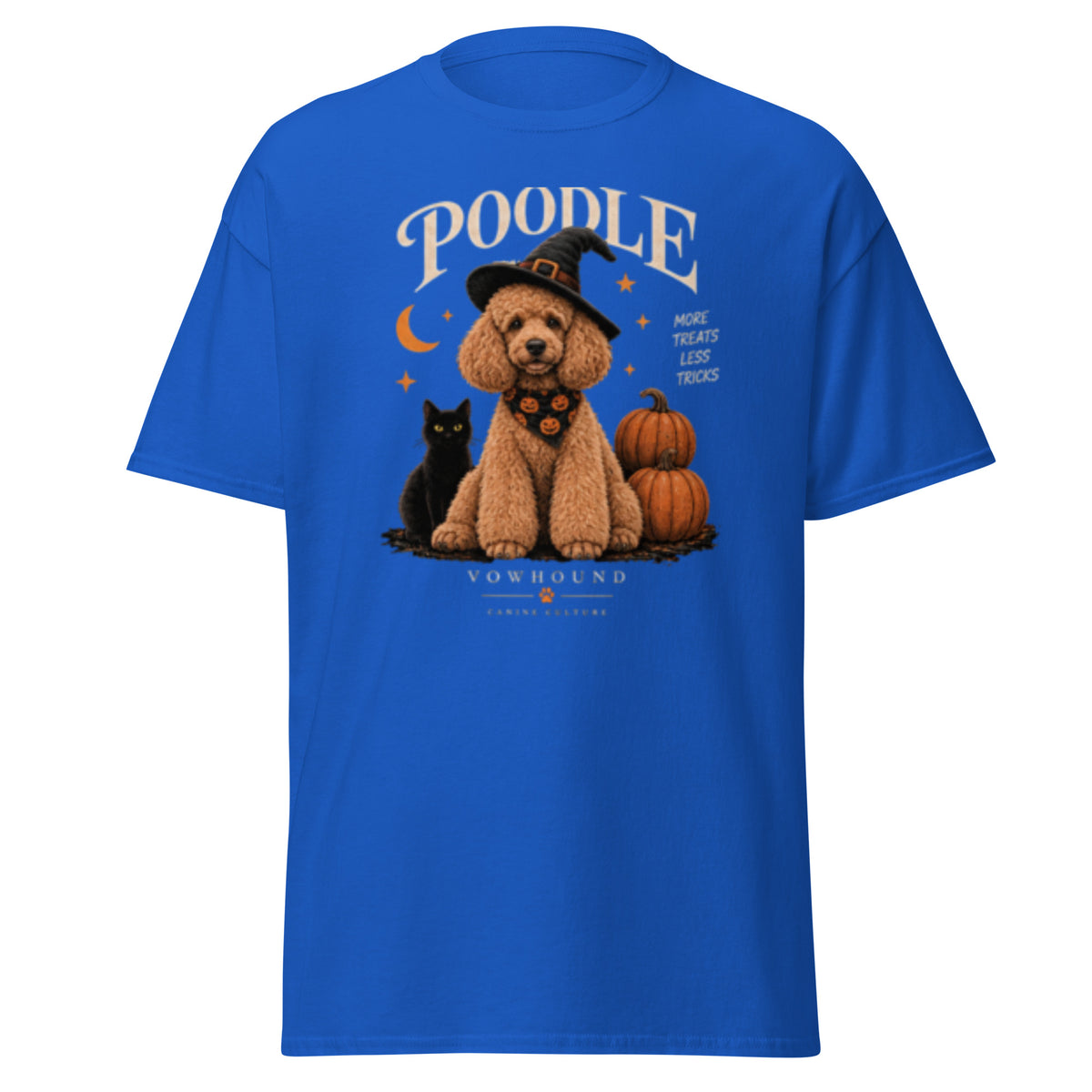 Poodle After Dark Halloween graphic T-shirt by VOWHOUND in Royal