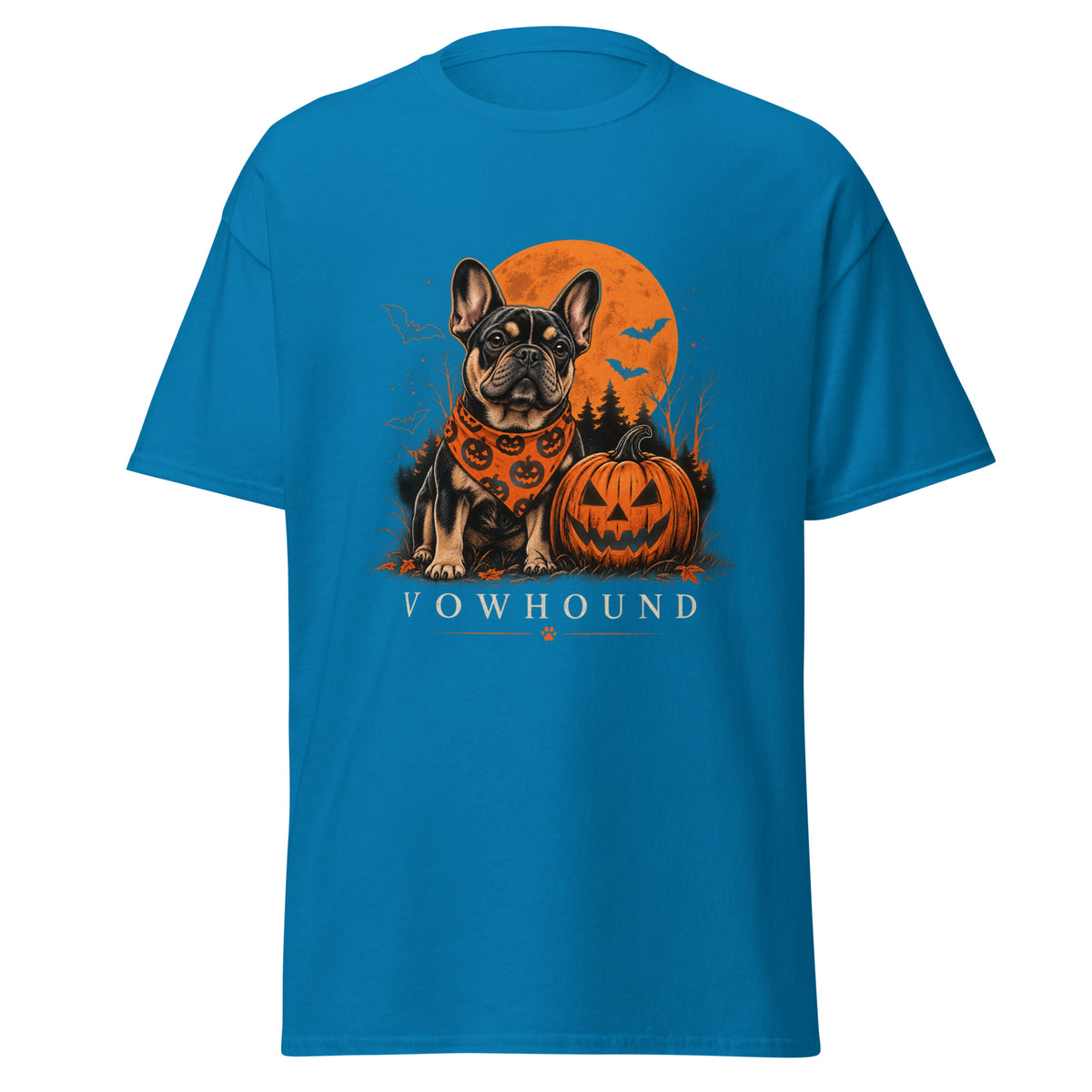 Sapphire French Bulldog Pumpkin Night Halloween T-Shirt product mockup