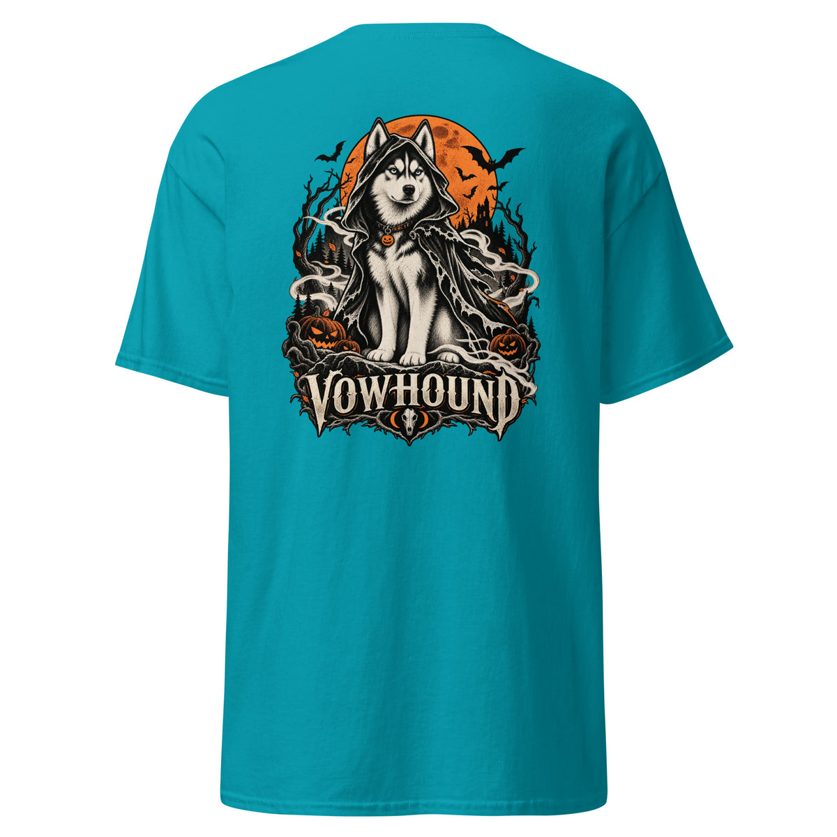 Tropical Blue Spooky Pack Halloween Dog T-Shirt product mockup