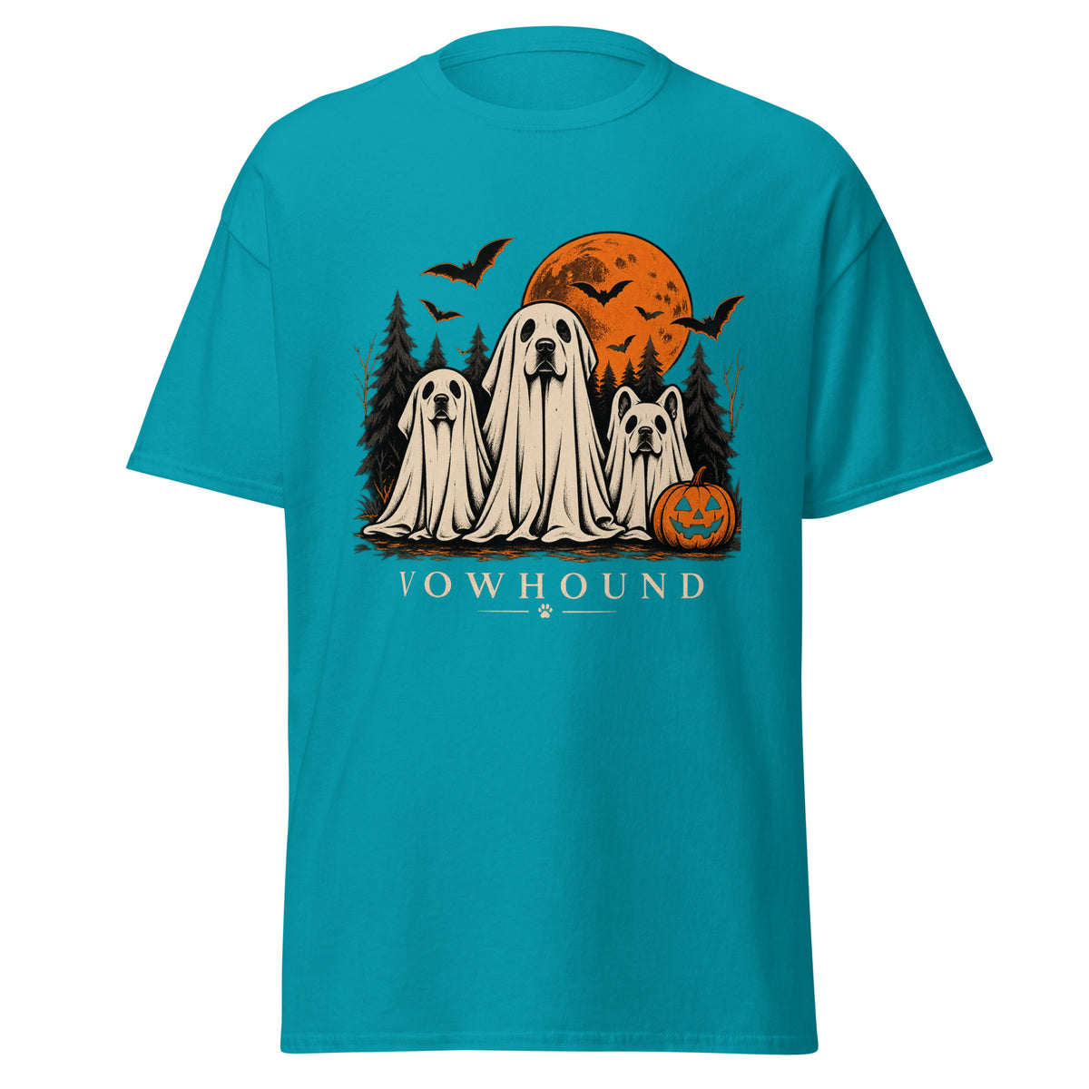 Tropical Blue Halloween Hound Crew Dog T-Shirt product mockup