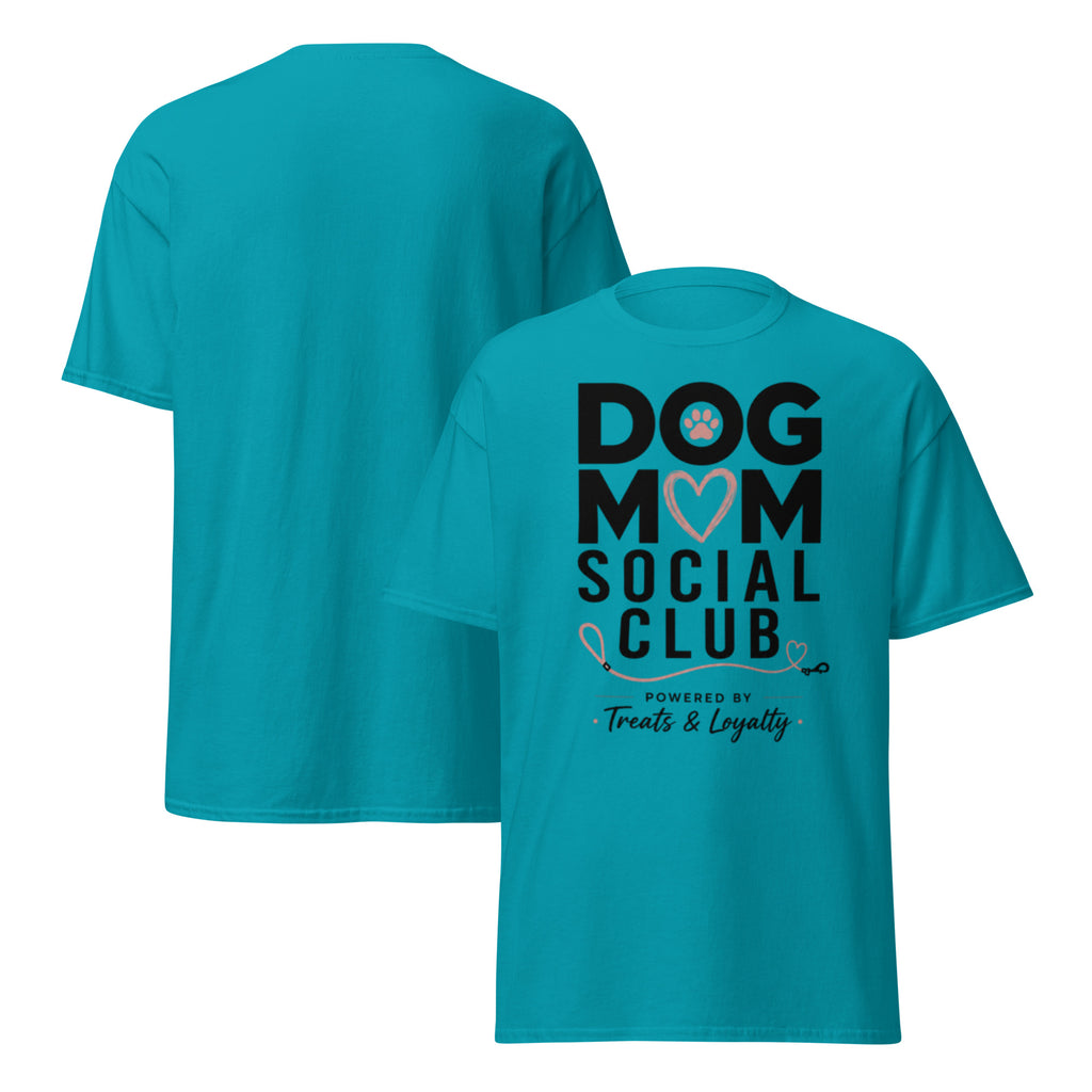Tropical blue VOWHOUND Canine Standard graphic T-shirt front-and-back view