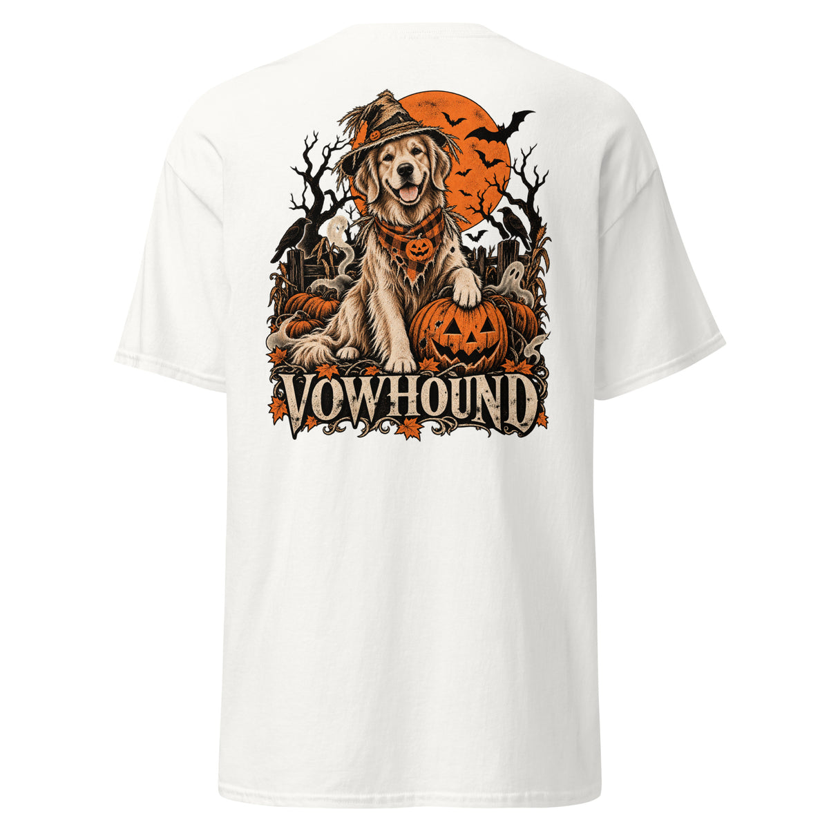 White Graveyard Guard Halloween Dog T-Shirt product mockup