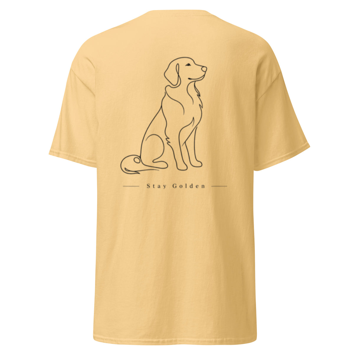 Yellow Stay Golden Retriever back-print T-shirt