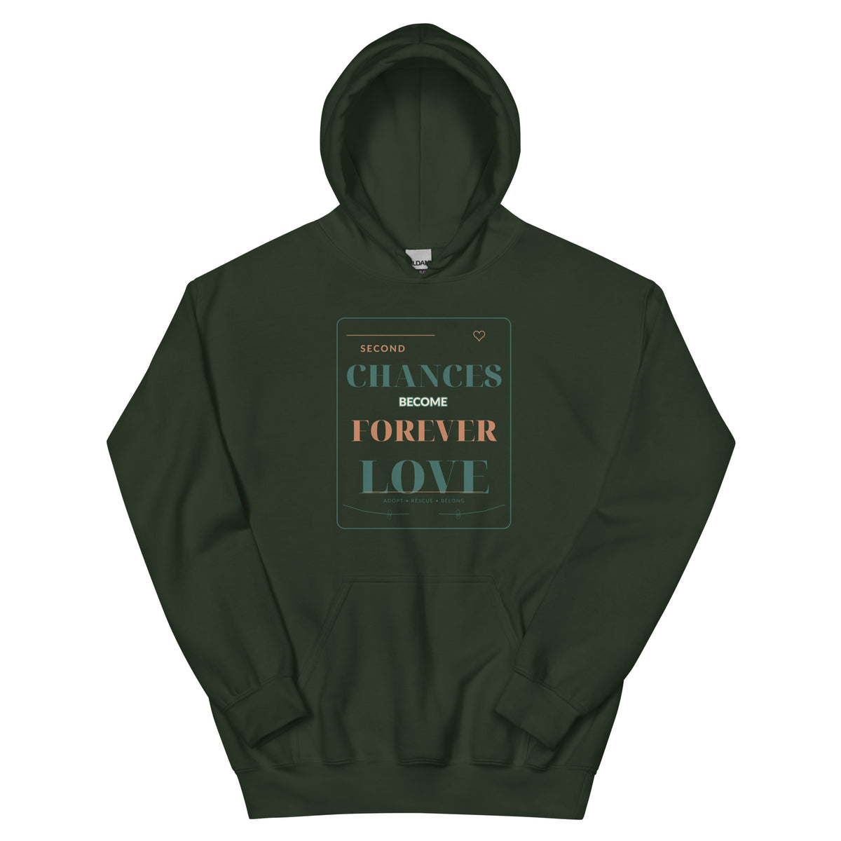 Forest green VOWHOUND Canine Culture Classic Hoodie front view
